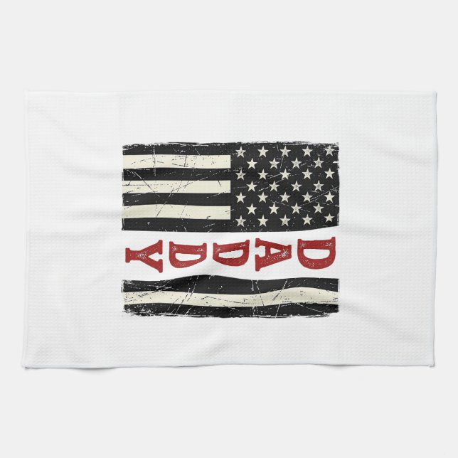 Linge De Cuisine Conception de chemise Drapeau Américain Papa en dé (Horizontal)