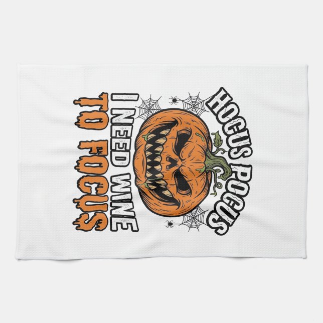 Linge De Cuisine Conception de chemise Halloween Citrouille Vin Hoc (Horizontal)