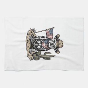 Linge De Cuisine Conception de chemise patriotique de chien squelet