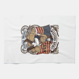 Linge De Cuisine Conception de chemise patriotique de cowgirl weste