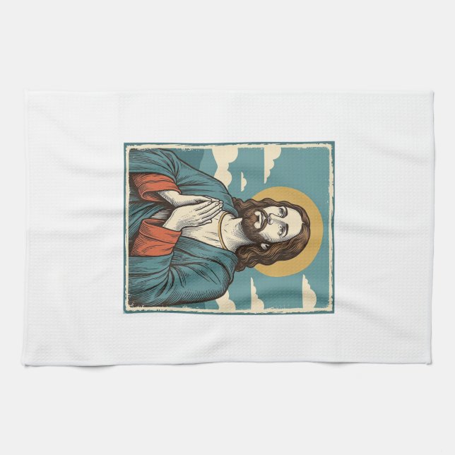 Linge De Cuisine Conception de chemise religieuse Sauveur priant vi (Horizontal)