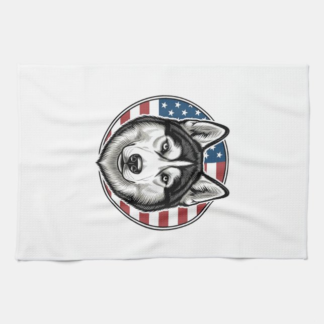 Linge De Cuisine Conception de chemise vectorielle de chien patriot (Horizontal)