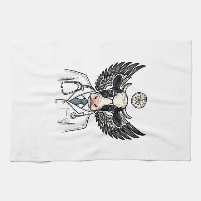 Linge De Cuisine Conception de chemise vectorielle de vache de doct (Horizontal)