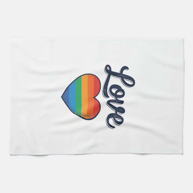 Linge De Cuisine Conception de chemise vectorielle Love Rainbow Hea (Horizontal)
