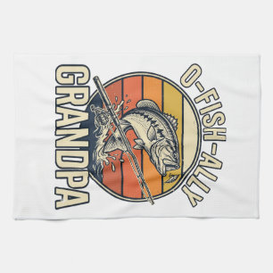 Linge De Cuisine Conception de chemise vintage de pêche grand-père