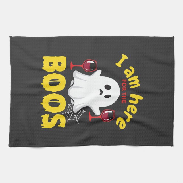 Linge De Cuisine Conception de fantôme de vin d'Halloween Boos (Horizontal)