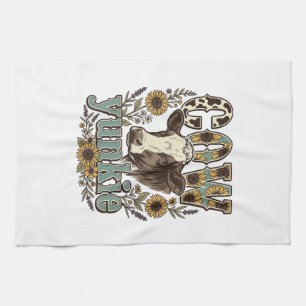 Linge De Cuisine Conception de ferme de tournesol Yunkie vache vint