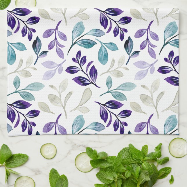 Linge De Cuisine Conception de feuilles d'aquarelle harmonieuses (Plié)