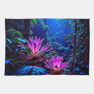 Linge De Cuisine Conception de Fleur de Jungle Lumineuse Mystique