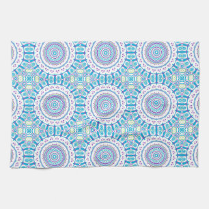 Linge De Cuisine Conception de fleurs en kaléidoscope violet, bleu 