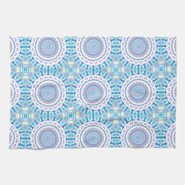 Linge De Cuisine Conception de fleurs en kaléidoscope violet, bleu  (Horizontal)