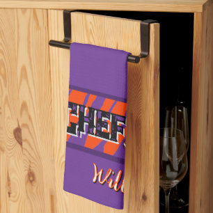 Linge De Cuisine Conception de football orange violet rayure de tig
