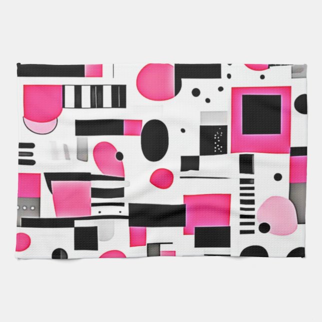 Linge De Cuisine Conception de géométrie rose Art Pop (Horizontal)