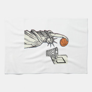 Linge De Cuisine Conception de gravure vintage de dunk de basketbal