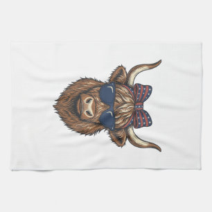 Linge De Cuisine Conception de gravure vintage de vache des Highlan