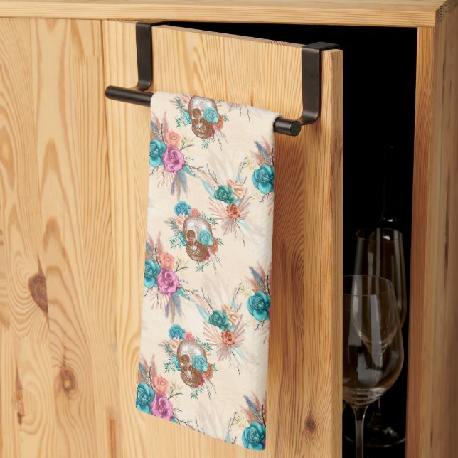 Linge De Cuisine Conception de la série Boho Skull 3  (Pliage en tiers)