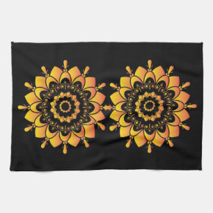 Linge De Cuisine Conception de mandala unique doré