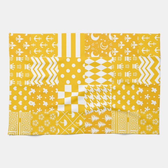 Linge De Cuisine Conception de maquillage Motif mélangé blanc jaune (Horizontal)