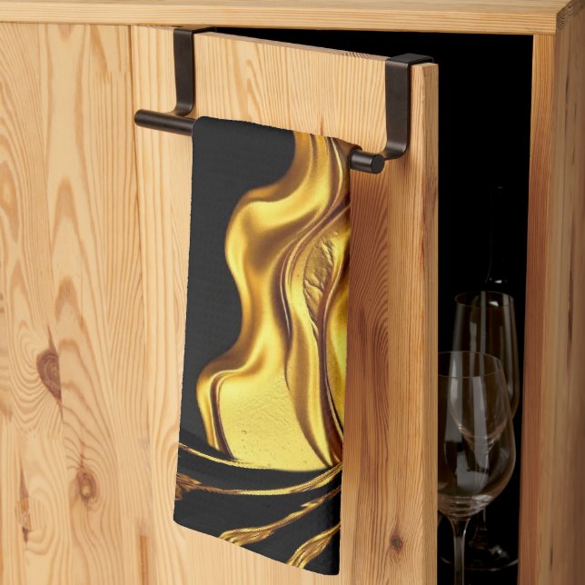 Linge De Cuisine Conception de monochrome noir or liquide tourbillo (Pliage en tiers)