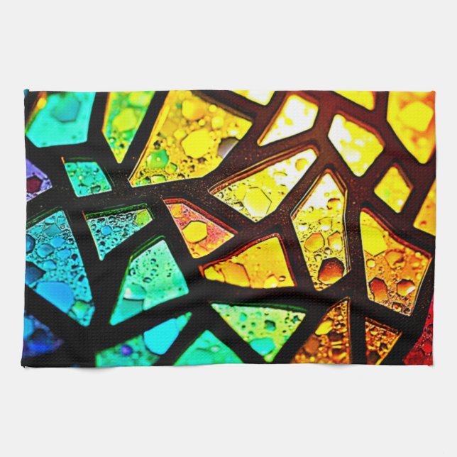 Linge De Cuisine Conception de mosaïque lumineuse abstraite vibrant (Horizontal)