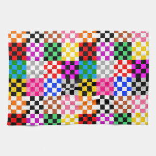 Linge De Cuisine Conception de motif à carreaux patchwork coloré 