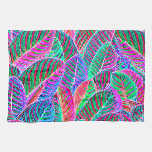 Linge De Cuisine Conception de Motif de feuille vif (Horizontal)