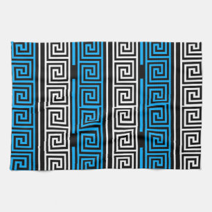 Linge De Cuisine Conception de motif de frise à clé grecque bleu no
