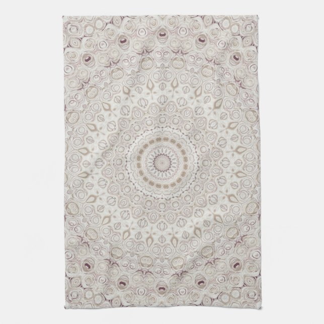 Linge De Cuisine Conception de motif mandala beige et taupe (Vertical)