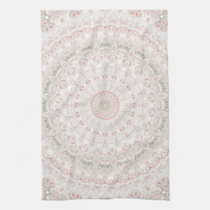 Linge De Cuisine Conception de motif mandala rose et vert pastel