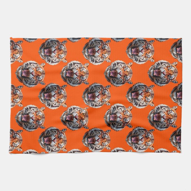 Linge De Cuisine Conception de motif tête de tigre orange  (Horizontal)