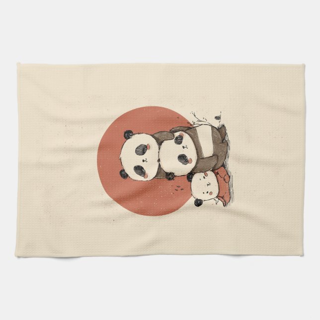 Linge De Cuisine Conception de pandas mignons (Horizontal)