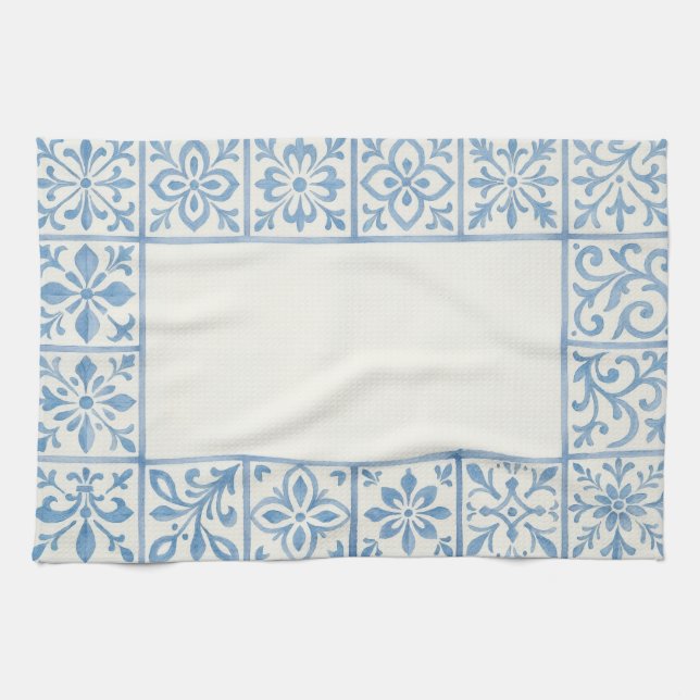 Linge De Cuisine conception de papeterie bleue de carreau d'Azulejo (Horizontal)
