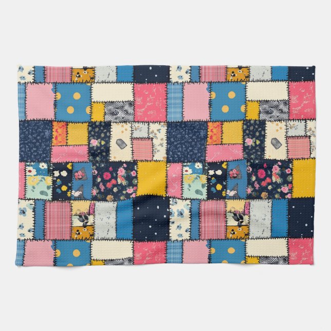 Linge De Cuisine Conception de Patchwork adorable, Motif Joueur (Horizontal)