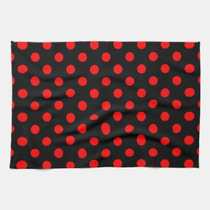 Linge De Cuisine Conception de points noirs rouges à pois