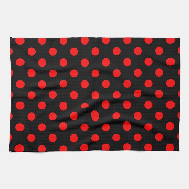 Linge De Cuisine Conception de points noirs rouges à pois  (Horizontal)