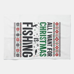 Linge De Cuisine Conception de pull moche de pêche à Noël