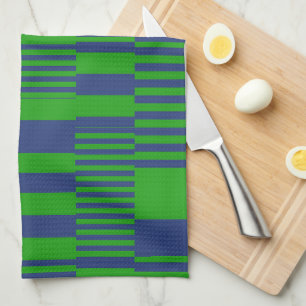 Linge De Cuisine Conception de rayures patchwork bleu vert 