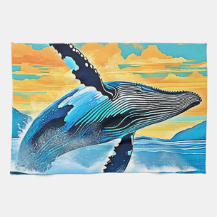Linge De Cuisine Conception de saut de liberté océanique de baleine