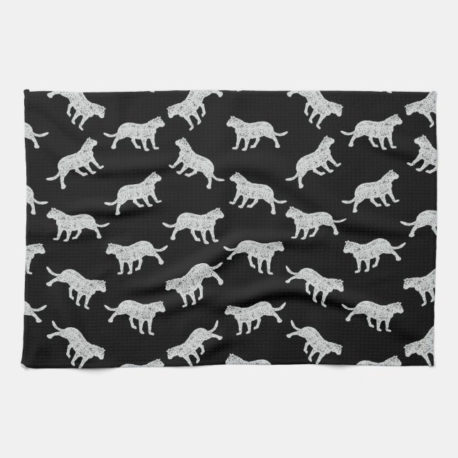 Linge De Cuisine Conception de silhouettes de chats Rétro Kitts Art (Horizontal)
