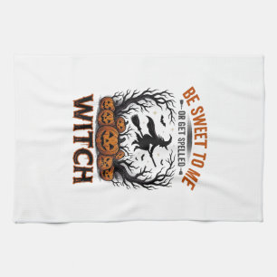 Linge De Cuisine Conception de sorcière d'Halloween Sois doux ou so
