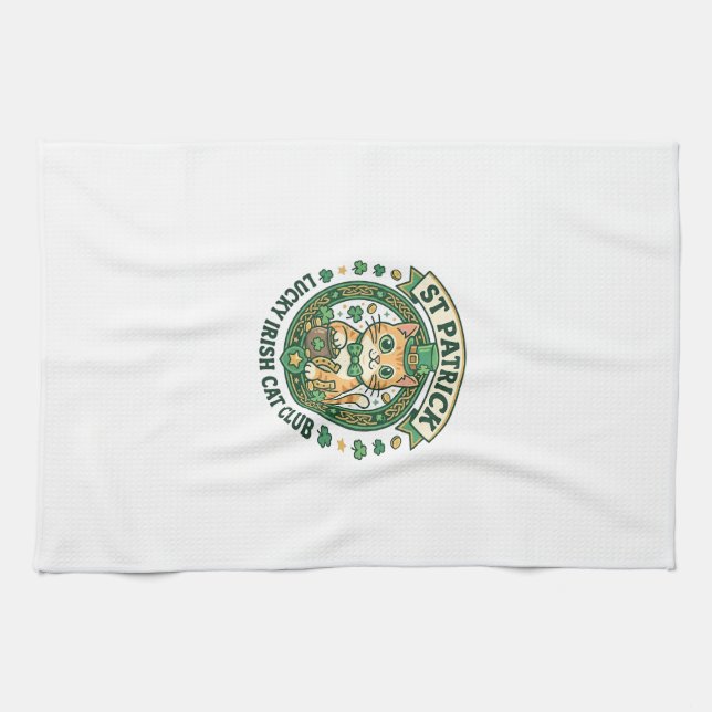 Linge De Cuisine Conception de T-shirt de chat mignon irlandais cha (Horizontal)