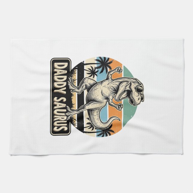Linge De Cuisine Conception de t-shirt de dinosaure rétro Daddy Sau (Horizontal)