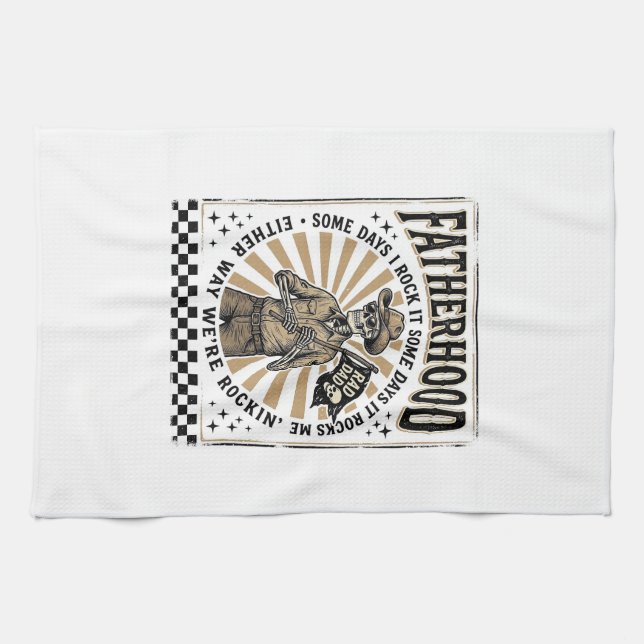 Linge De Cuisine Conception de T-shirt de papa cowboy squelette vin (Horizontal)