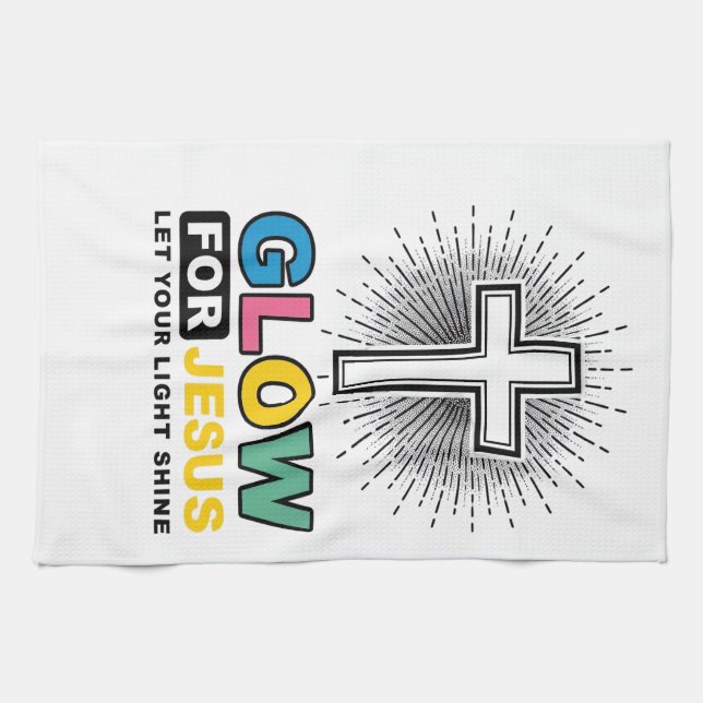 Linge De Cuisine Conception de t-shirt lumière de croix chrétienne  (Horizontal)