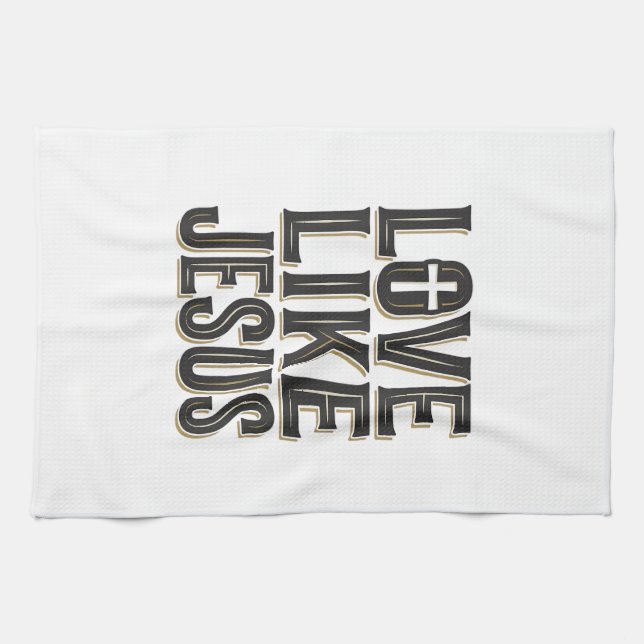 Linge De Cuisine Conception de typographie chrétienne Amour comme J (Horizontal)