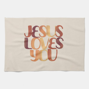 Linge De Cuisine Conception de typographie chrétienne Jésus aime 