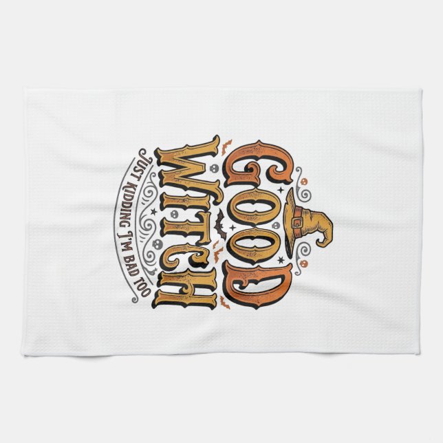 Linge De Cuisine Conception de typographie Halloween sorcière genti (Horizontal)