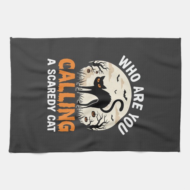 Linge De Cuisine Conception de vecteur de chat noir drôle d'Hallowe (Horizontal)