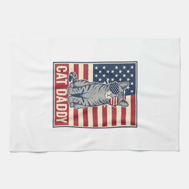 Linge De Cuisine Conception de vecteur de chat patriotique Cat Dadd (Horizontal)