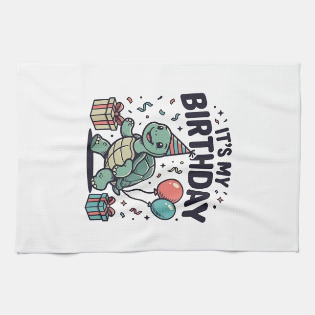 Linge De Cuisine Conception de vecteur de fête de tortue d'annivers (Horizontal)